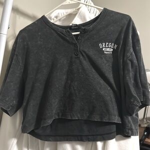 Grey Oregon Varsity Cropped T-Shirt
